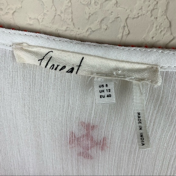 FLOREAT White Boho Blouse Red Embroidery 8 - Picture 7 of 13